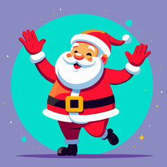 Santa claus waving, cartoon vector illustration