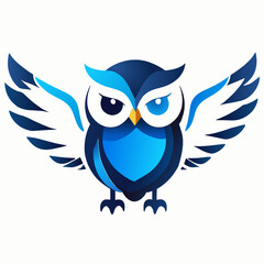 Blue owl, vector illustration