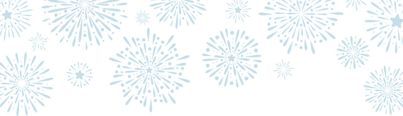 Blue firework vector banner, congratulations or invitation card background, festive holiday frame design, abstract clip art element - obrazy, fototapety, plakaty