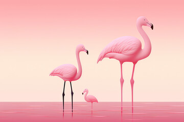 Fototapeta premium Pink Flamingo Family 1