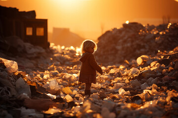 girl among poor garbage