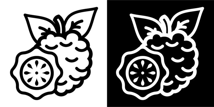 custard, apple fruit, food icon. Black icon. Black line logo