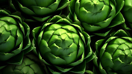 Obraz premium Healthy, natural and artichoke background in studio for farming, organic produce and lifestyle. Fresh, summer food and health meal closeup for eco farm market, fibre diet and vegetable agriculture