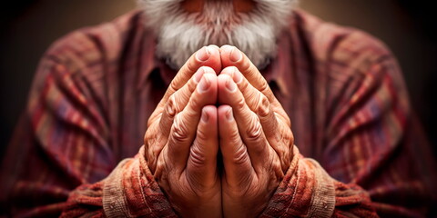 hands folded in prayer expressing hope, humility and gratitude. Generative AI - obrazy, fototapety, plakaty