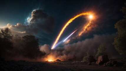 Rockets Soaring Through the Night Sky