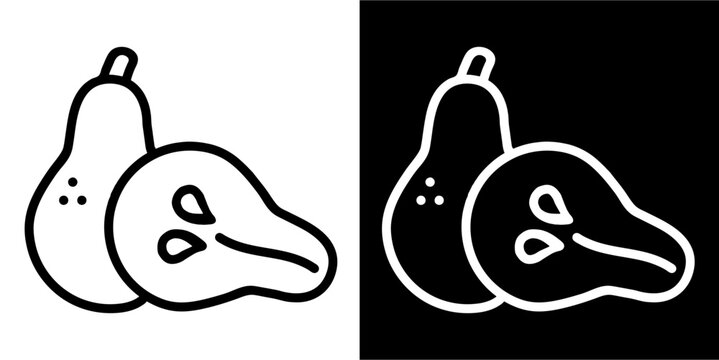 Pear fruit, fruit icon. Black icon. Black line logo