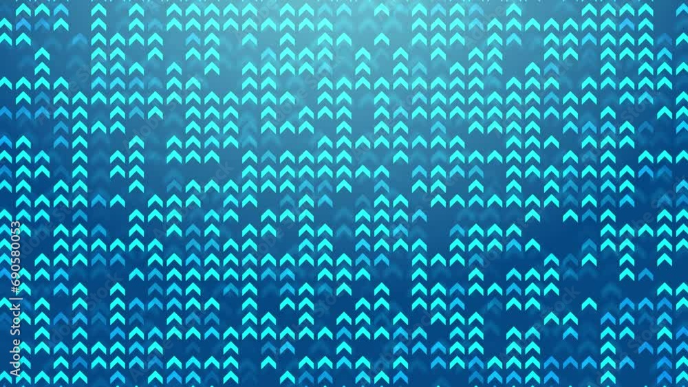 Poster glowing arrows with blinking animation on blue background
