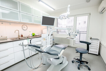 Comfortable Dental Chair Unit with Luxury Dental Chair in Dentist doctor clinic modern medical...