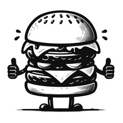 logotype of a burger, black and white, isolated
