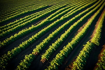 rows of vines in vineyard