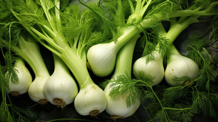 Healthy, natural and fennel herb background in studio for farming, organic produce and lifestyle. Fresh, summer food and health meal closeup for eco farm market, fibre diet and vegetable agriculture