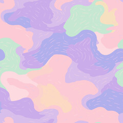 Obraz na płótnie Canvas Pastel Trippy Abstraction - Seamless Pattern