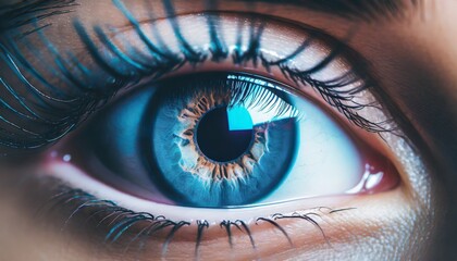 Futuristic scifi technology eye close-up reflection