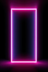 Vibrant Neon Light Square Frame, Copy Space