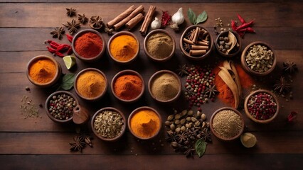 A Variety of Spices Arranged on a Table