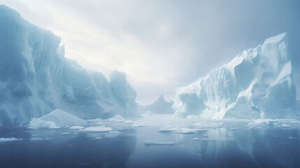 Splendeur Glaciale : Paysage hivernal entre glaciers et montagnes majestueuses - Powered by Adobe