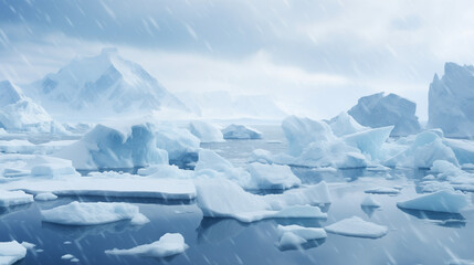 Fototapeta na wymiar Splendeur Glaciale : Paysage hivernal entre glaciers et montagnes majestueuses
