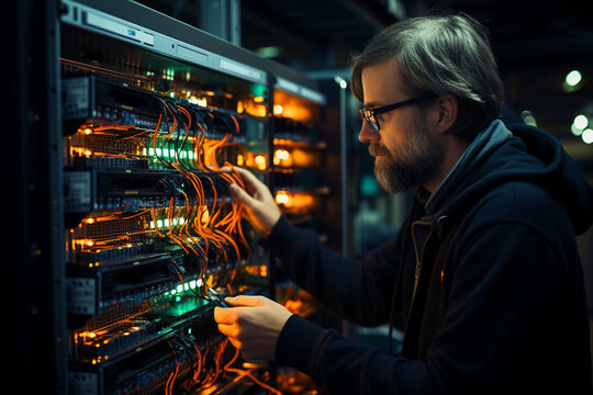 Devops man fixing server