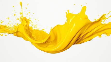 Yellow paint splash isolated on a white background.