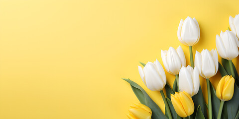 White Tulip ,Top view of beautiful white tulip - obrazy, fototapety, plakaty
