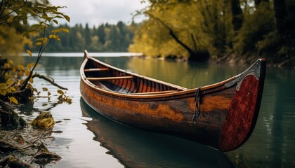 A Serene Canoe by the Lake