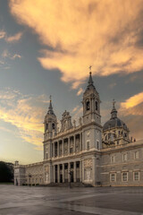 Fototapeta na wymiar spain madrid city architecture and landscapes colorful sunset clouds and light