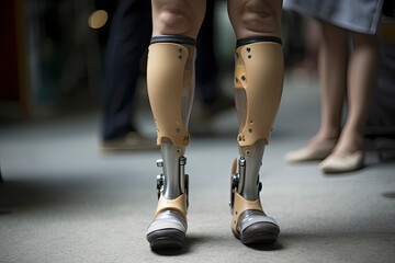 Portrait of female with a prosthetic leg