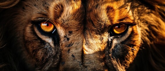 Eyes of a lion close up