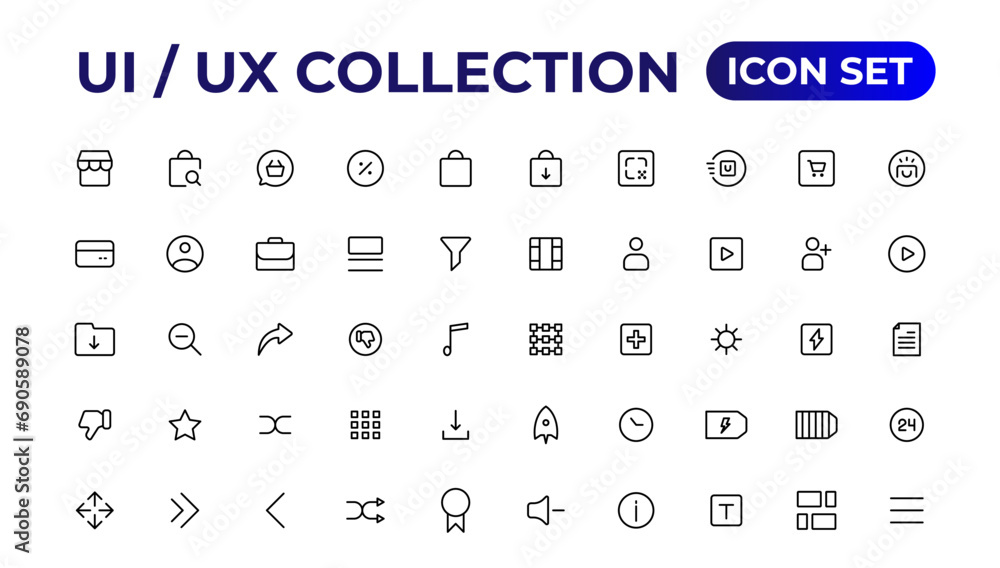 Poster ui ux icon set, user interface iconset collection.