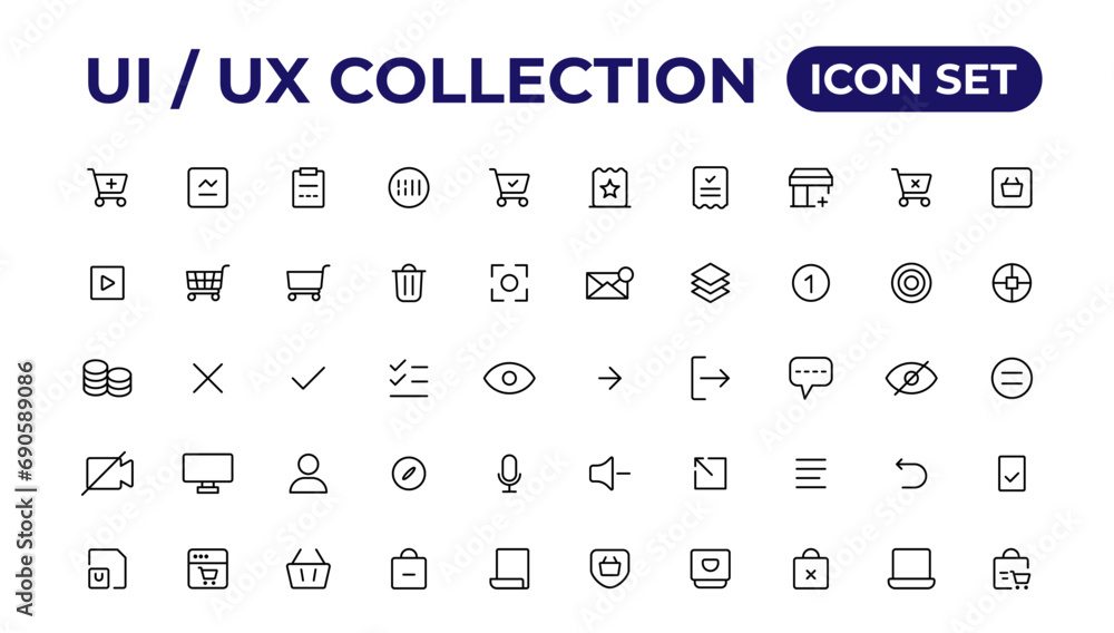 Poster ui ux icon set, user interface iconset collection.