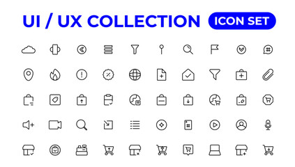 Fototapeta na wymiar Ui ux icon set, user interface iconset collection.