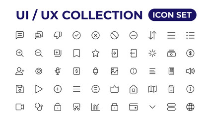 Ui ux icon set, user interface iconset collection.