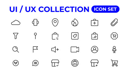 Ui ux icon set, user interface iconset collection.