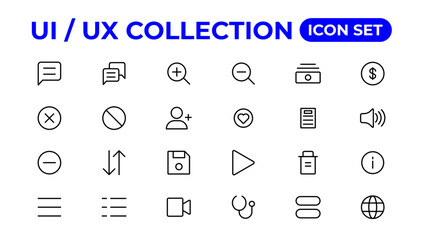 Ui ux icon set, user interface iconset collection.