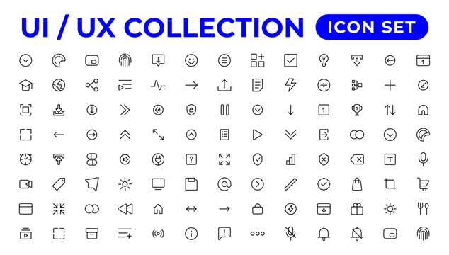 Ui ux icon set, user interface iconset collection.