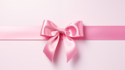 Pink ribbon bow holiday background. - obrazy, fototapety, plakaty