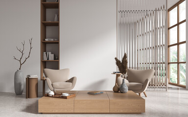Modern home living room interior with two armchairs and decoration © ImageFlow