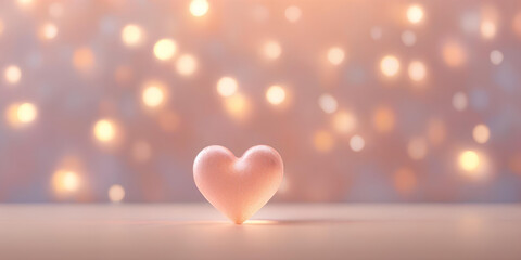 Valentine's day background with hearts and bokeh lights in trendy peach fuzz colors