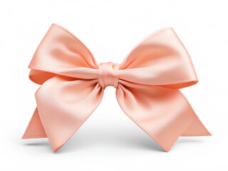 Peach colored satin bow isolated on white background