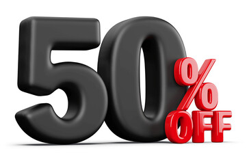 Special 50 percent off sale - discount number percent Black Friday 3d render
