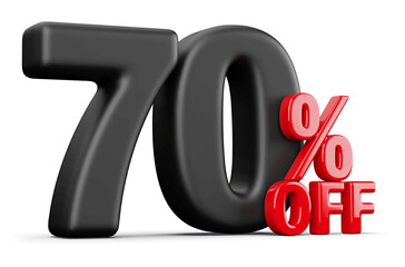 Special 70 percent off sale - discount number percent Black Friday 3d render