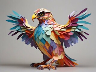 Obraz premium a bird hawk made of colored paper