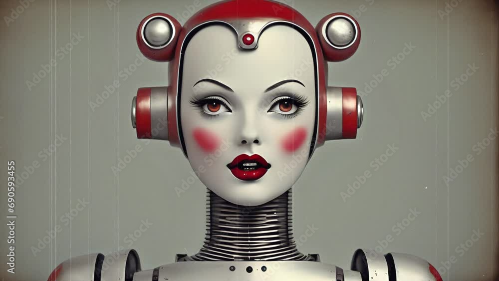 Aufkleber female robots created with the help of generative a.i