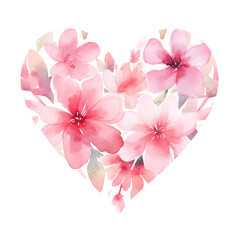 watercolor heart of pink flowers