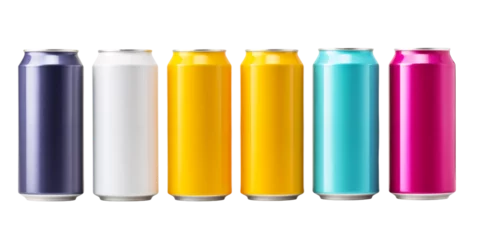 Deurstickers Collection of generic 330ml colorful aluminum cans png, isolated on transparent background, brandless soda or beer can for mockup, hd © OpticalDesign