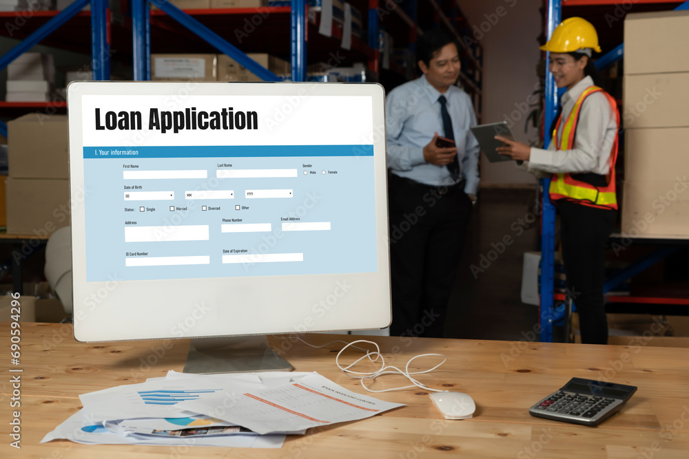 Poster online loan application form for modish digital information collection on the internet network
