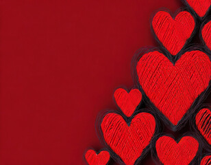 Rote Herzen aus Wollf&auml;den, mit platz f&uuml;r text, als Hintergrund f&uuml;r Design, Web