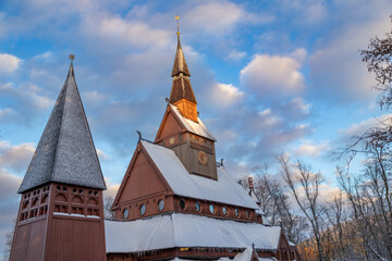 Stabkirche Hahnenklee Harz Goslar im Winter