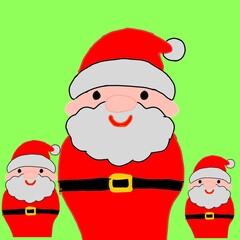 Three Santa with green background