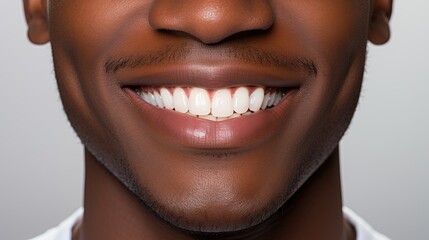 Fototapeta premium Man with beautiful white teeth and a smile, close up